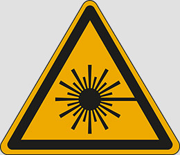 Cartello adesivo lato cm 40 warning: laser beam