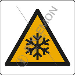 Cartello adesivo cm 8x8 pericolo bassa temperatura, pericolo di congelamento - warning: low temperature, freezing conditions