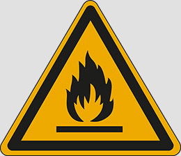 Cartello alluminio lato cm 30 warning: flammable material