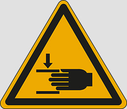 Cartello alluminio lato cm 60 warning: crushing of hands