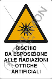 Cartello adesivo cm 18x12 rischio da esposizione alle radiazioni ottiche artificiali
