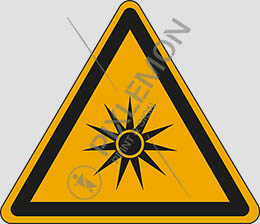 Cartello adesivo lato cm 40 warning: optical radiation