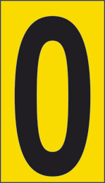 Oznaka nalepka cm 6x3,4 n° 10 0 rumena podlaga črna številka