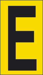 Oznaka nalepka cm 17,5x10 e rumena podlaga črna črka