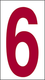 Oznaka nalepka cm 10x5,6 6 bela podlaga rdeča številka