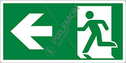 Plastična oznaka cm 25x12,5 zasilni izhod levo - emergency exit left hand