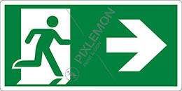 Plastična oznaka cm 25x12,5 zasilni izhod desno - emergency exit right hand