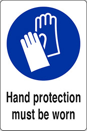 Nalepka cm 40x30 obvezna uporaba varovalnih rokavic