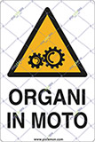 Cartello adesivo cm 6x4 organi in moto
