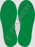 Cartello adesivo cm 24x9 sagoma impronta piede colore verde segnaletica per pavimento con trattamento antiscivolo fornito in coppia destro e sinistro su foglio distributore