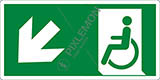 Cartello alluminio cm 25x12,5 uscita di emergenza disabili in basso a sinistra - emergency exit for people unable to walk down and left