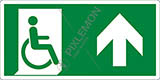 Cartello alluminio cm 25x12,5 uscita di emergenza disabili in alto - emergency exit for people unable to walk up hand
