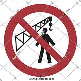 Aluminium schild cm 12x12 duchgang in dem aktionsradius des krans verboten