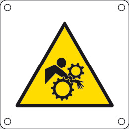 Aluminium schild cm 8x8 warnung vor einzugsgefahr durch rotierende zahnräder