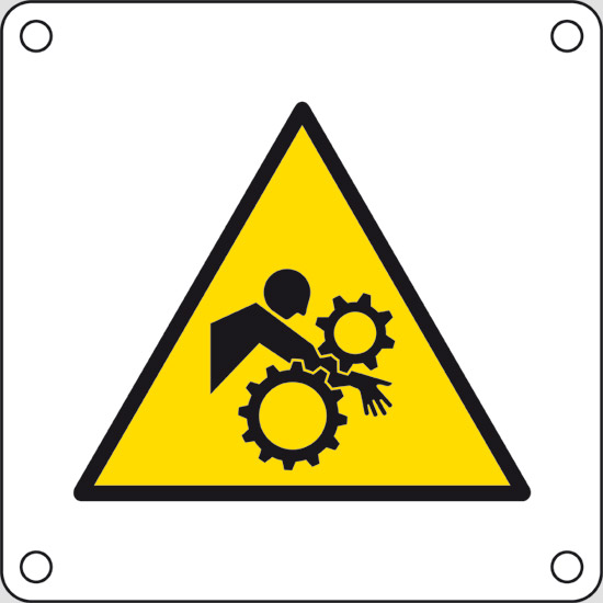 Schild (Warnung vor Einzugsgefahr durch rotierende