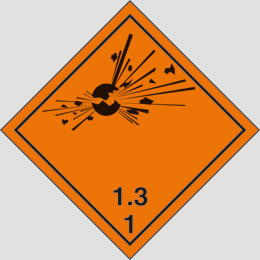 Aluminium schild cm 30x30 gefahr unterklasse 1 - 13 explosionsgefährlich