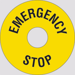 Kunststoff schild durchmesser cm 9 innerer durchmesser cm 2,25 emergency stop