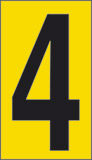 Klebefolie cm 2,4x1,6 n° 30  4 gelbes hintergrund schwarze ziffer 