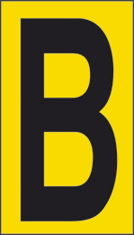 Klebefolie cm 6x3,4 n° 10  b gelbes hintergrund schwarze buchstabe 