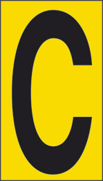 Klebefolie cm 2,4x1,6 n° 30  c gelbes hintergrund schwarze buchstabe 
