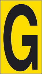 Klebefolie cm 6x3,4 n° 10  g gelbes hintergrund schwarze buchstabe 