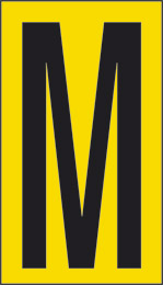 Klebefolie cm 6x3,4 n° 10  m gelbes hintergrund schwarze buchstabe 