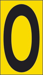 Klebefolie cm 6x3,4 n° 10  o gelbes hintergrund schwarze buchstabe 