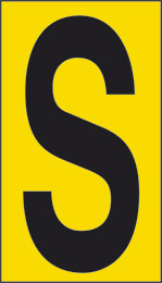 Klebefolie cm 6x3,4 n° 10  s gelbes hintergrund schwarze buchstabe 
