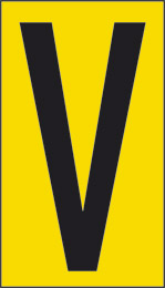 Klebefolie cm 2,4x1,6 n° 30  v gelbes hintergrund schwarze buchstabe 