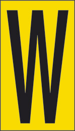 Klebefolie cm 6x3,4 n° 10  w gelbes hintergrund schwarze buchstabe 