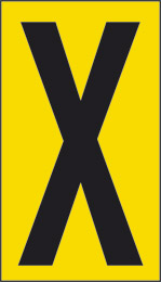 Klebefolie cm 6x3,4 n° 10  x gelbes hintergrund schwarze buchstabe 