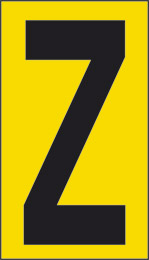 Klebefolie cm 6x3,4 n° 10  z gelbes hintergrund schwarze buchstabe 