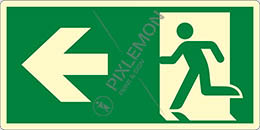 Alu-schild nachleuchtend cm 40x20 emergency exit left hand