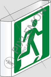 Alu-fahnenschild cm 20x20 doppelseitig notausgang links - emergency exit left hand