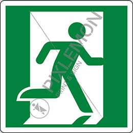 Klebeschild cm 12x12 notausgang rechts - emergency exit right hand
