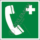 Klebeschild cm 20x20 notruftelefon - emergency telephone