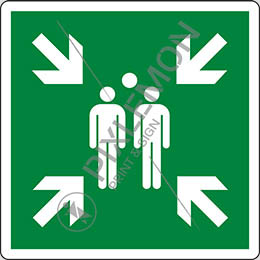 Alu-schild cm 35x35 sammelstelle und fluchtweg - evacuation assembly point