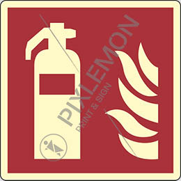 Klebeschild nachleuchtend cm 12x12 feuerlöscher - fire extinguisher