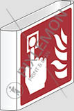 Alu-fahnenschild cm 20x20 doppelseitig brand-alarmauslösungsstelle - fire alarm call point