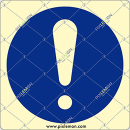 Klebeschild cm 6x4 piktogramm allgemeines gebotszeichen - general mandatory action sign mit platz für beschriftung