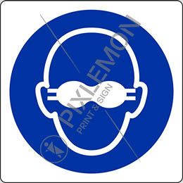 Alu-schild cm 20x20 schutzbrille mit opaken scheiben tragen - opaque eye protection must be worn