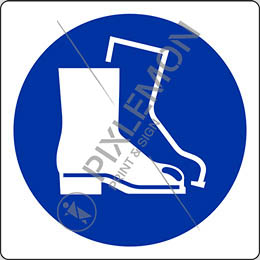 Klebeschild cm 8x8 schutzschuhe tragen - wear safety footwear