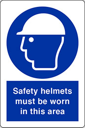 Klebefolie cm 40x30 schutzhem in diesem bereich tragen - safety helmets must be worn in this area