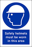 Klebefolie cm 30x20 safety helmets must be worn in this area