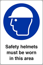Klebefolie cm 30x20 schutzhem in diesem bereich tragen - safety helmets must be worn in this area