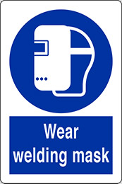 Kunststoffschild cm 30x20 schweißmaske aufsetzen - wear a welding mas