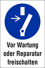 Aluminium schild cm 20x15 vor wartung oder reparatur freischalten