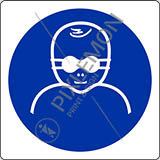 Alu-schild cm 12x12 kinder müssen schutzbrille mit opaken scheiben aufsetzen - protect infants eyes with opaque eye protection