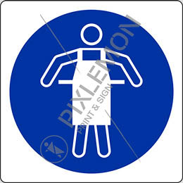 Alu-schild cm 50x50 schutzschürze benutzen - use protective apron