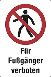 Aluminium schild cm 30x20 für fußgänger verboten